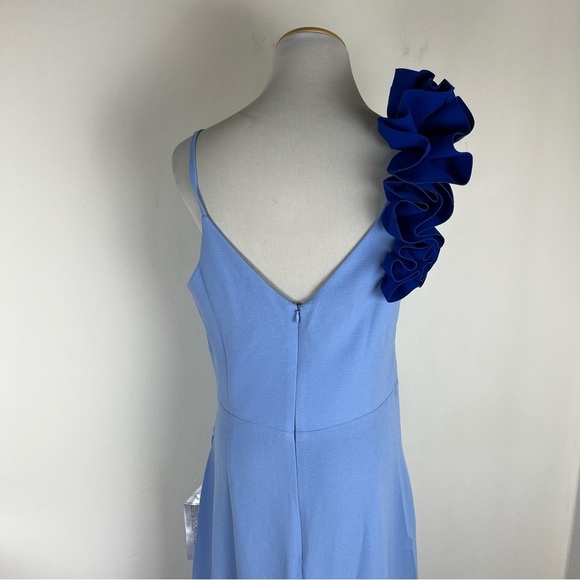 NWT Dress The Population Camelia Gown Light Blue Floral Maxi Dress Size L - Picture 8 of 10